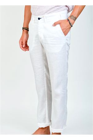 Pantalone da uomo in lino bianco Ganesh | GU164MBIANCO